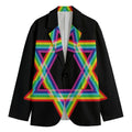 Rainbow Star of David Print Men's Cotton Blazer