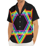 Rainbow Star of David Print Men's Deep V-Neck Shirt