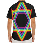 Rainbow Star of David Print Men's Deep V-Neck Shirt
