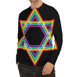 Rainbow Star of David Print Men's Long Sleeve Rash Guard
