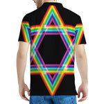 Rainbow Star of David Print Men's Polo Shirt