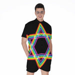 Rainbow Star of David Print Men's Rompers