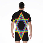 Rainbow Star of David Print Men's Rompers