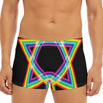 Rainbow Star of David Print Men's Short Boxer Briefs