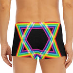 Rainbow Star of David Print Men's Short Boxer Briefs