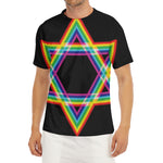 Rainbow Star of David Print Men's Short Sleeve Rash Guard