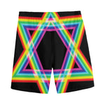 Rainbow Star of David Print Men's Sports Shorts