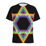 Rainbow Star of David Print Men's Sports T-Shirt