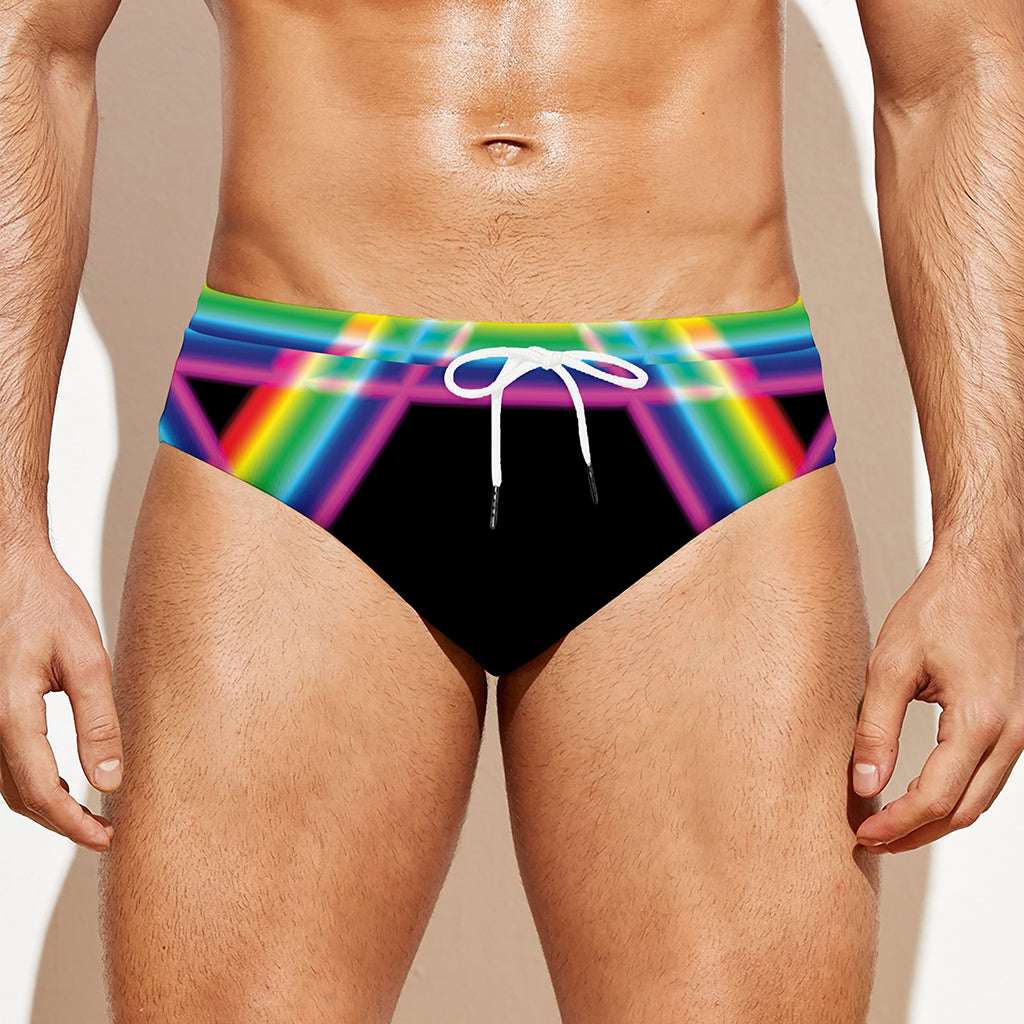 Rainbow Star of David Print Men's Swim Briefs