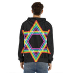 Rainbow Star of David Print Men's Velvet Pullover Hoodie