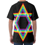 Rainbow Star of David Print Men's Velvet T-Shirt