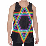 Rainbow Star of David Print Men's Velvet Tank Top