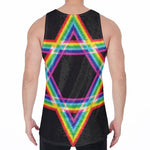 Rainbow Star of David Print Men's Velvet Tank Top