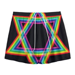 Rainbow Star of David Print Mesh Shorts