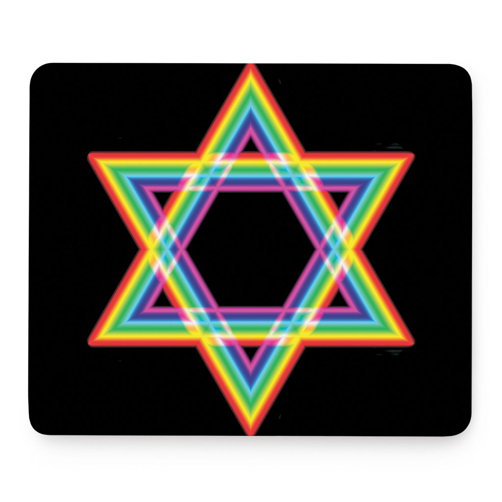 Rainbow Star of David Print Mouse Pad