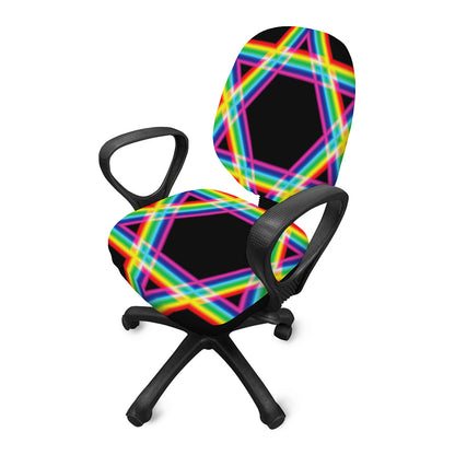 Rainbow Star of David Print Office Chair Cover