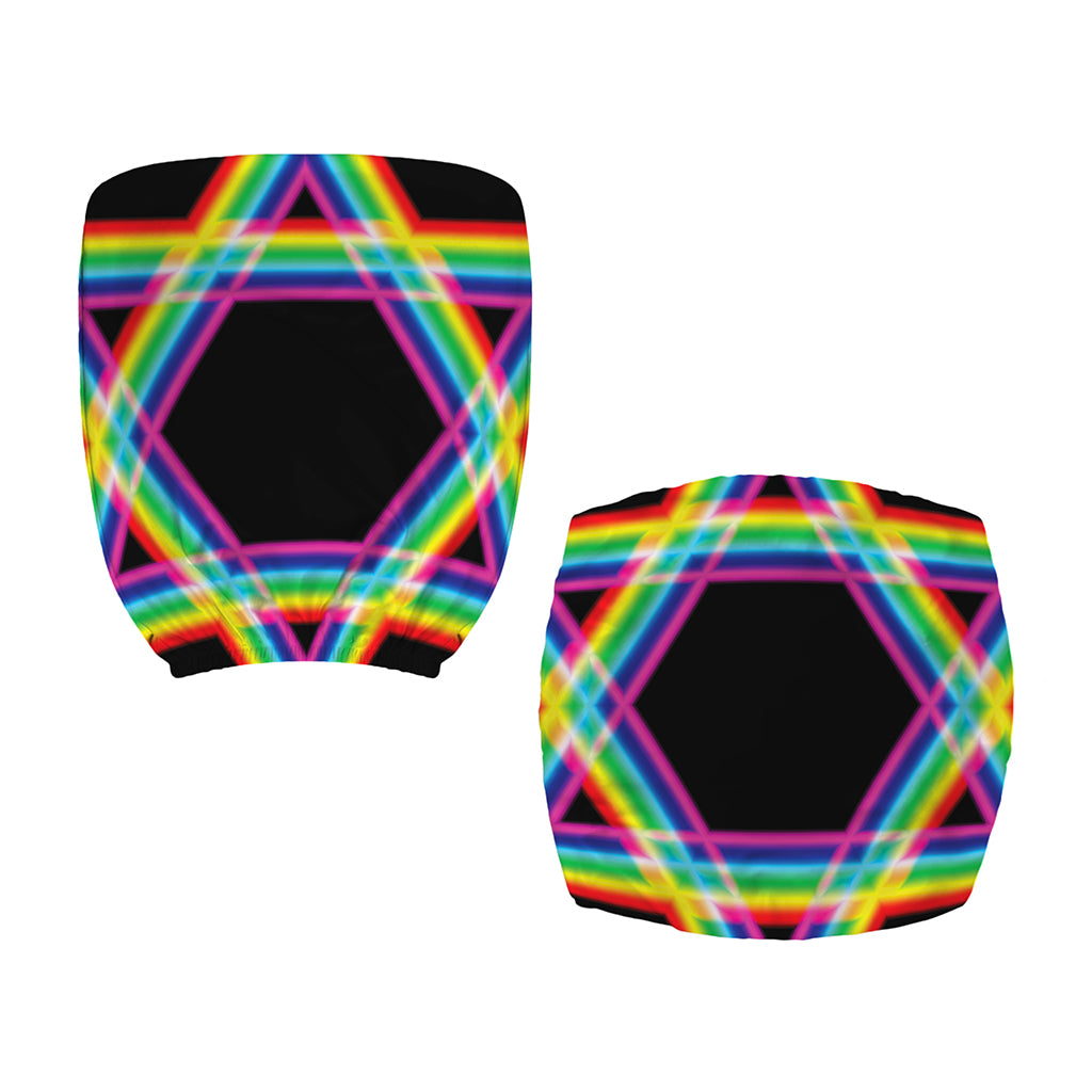 Rainbow Star of David Print Office Chair Cover