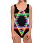 Rainbow Star of David Print One Piece Swimsuit