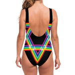 Rainbow Star of David Print One Piece Swimsuit