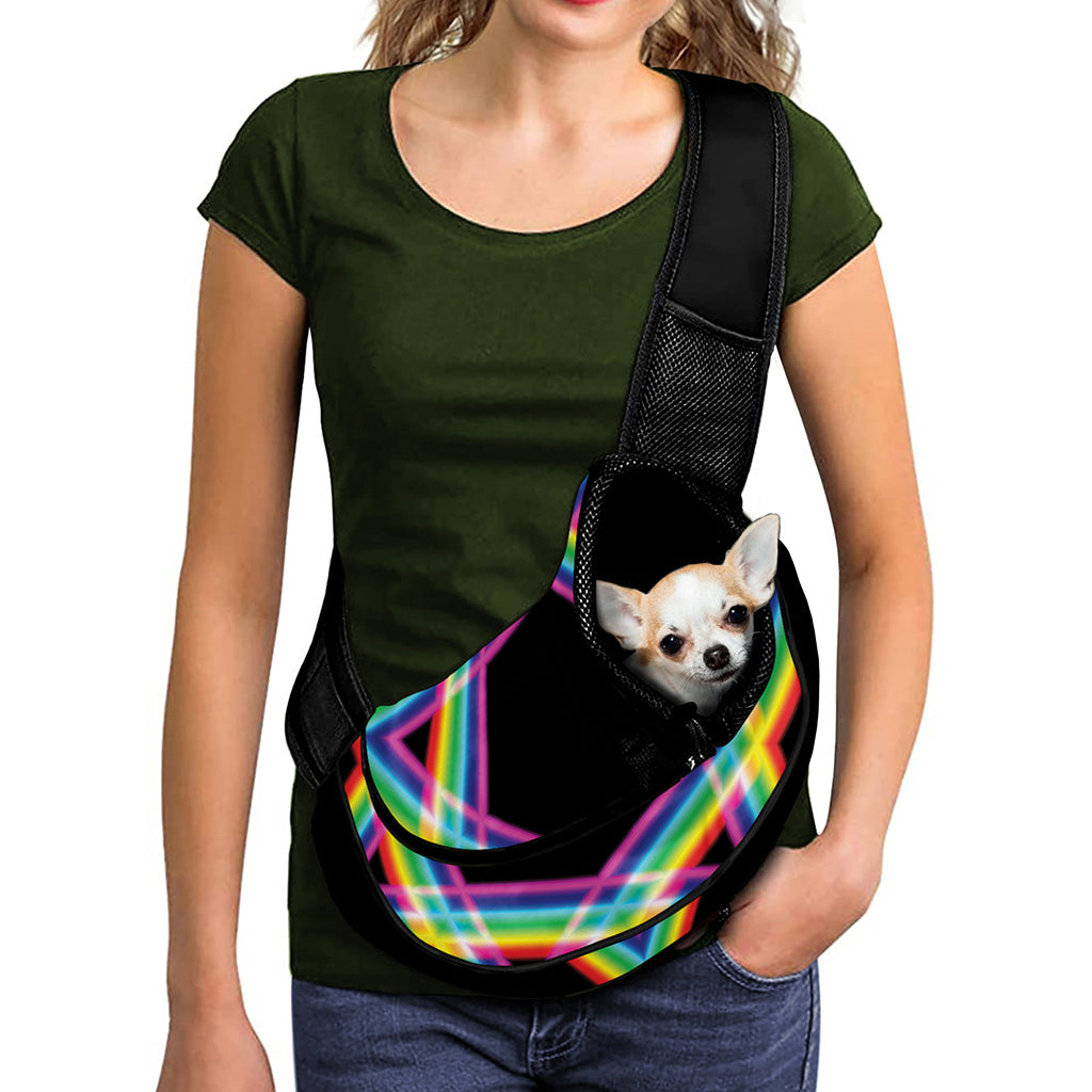 Rainbow Star of David Print Pet Sling Carrier