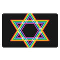 Rainbow Star of David Print Polyester Doormat