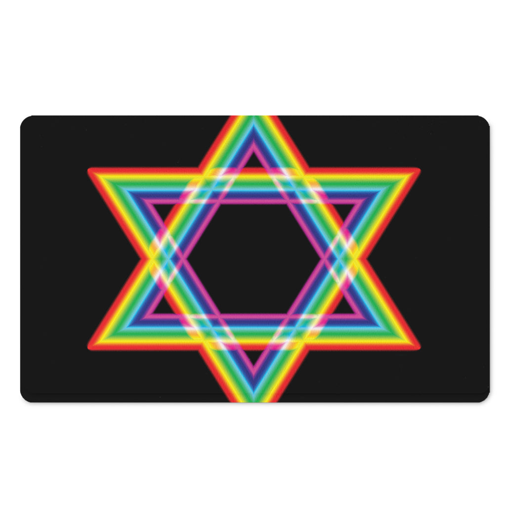 Rainbow Star of David Print Polyester Doormat