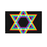 Rainbow Star of David Print Polyester Flag