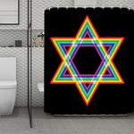 Rainbow Star of David Print Polyester Shower Curtain