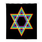 Rainbow Star of David Print Polyester Shower Curtain