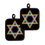 Rainbow Star of David Print Pot Holders