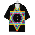 Rainbow Star of David Print Rayon Hawaiian Shirt