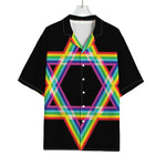 Rainbow Star of David Print Rayon Hawaiian Shirt
