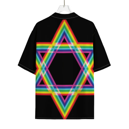 Rainbow Star of David Print Rayon Hawaiian Shirt