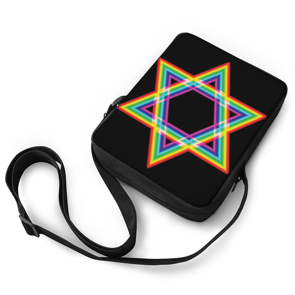 Rainbow Star of David Print Rectangular Crossbody Bag