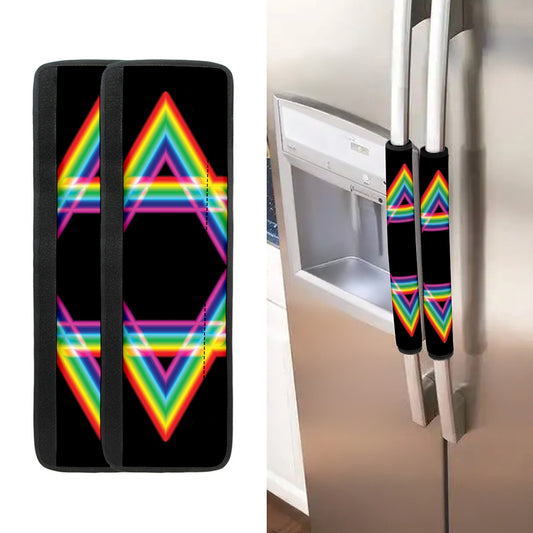 Rainbow Star of David Print Refrigerator Handle Covers