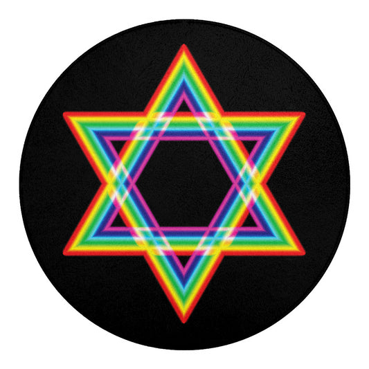 Rainbow Star of David Print Round Blanket