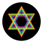 Rainbow Star of David Print Round Floor Mat