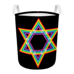 Rainbow Star of David Print Round Laundry Basket