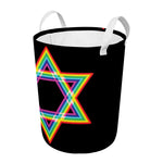 Rainbow Star of David Print Round Laundry Basket