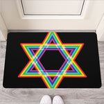 Rainbow Star of David Print Rubber Doormat