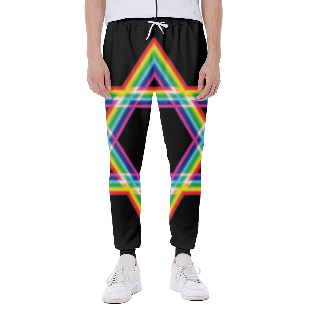 Rainbow Star of David Print Scuba Joggers