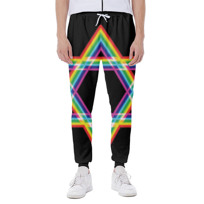Rainbow Star of David Print Scuba Joggers