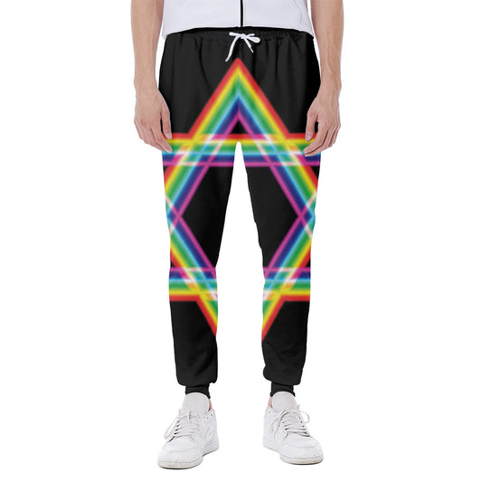 Rainbow Star of David Print Scuba Joggers