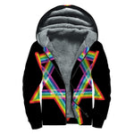 Rainbow Star of David Print Sherpa Lined Zip Up Hoodie