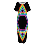 Rainbow Star of David Print Short Sleeve Long Nightdress