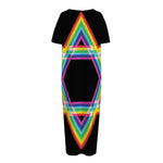 Rainbow Star of David Print Short Sleeve Long Nightdress