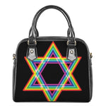 Rainbow Star of David Print Shoulder Handbag
