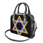 Rainbow Star of David Print Shoulder Handbag