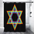 Rainbow Star of David Print Shower Curtain