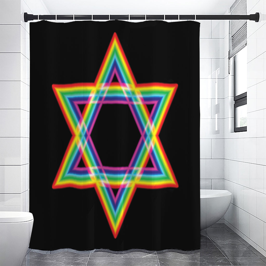 Rainbow Star of David Print Shower Curtain